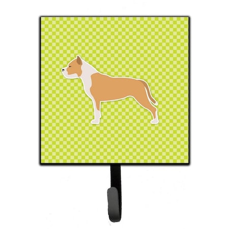 Carolines Treasures Staffordshire Bull Terrier Checkerboard Green Leash or Key Holder BB3854SH4